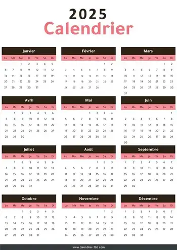 Calendrier 2025 Gratuit Sans Payer