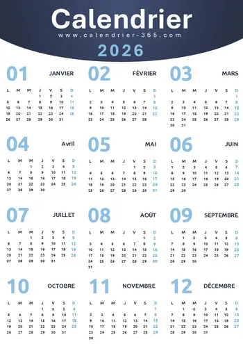 Calendrier 2026 portrait gratuit