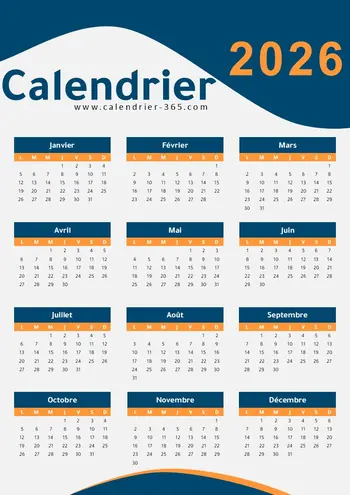 Calendrier 2026 portrait gratuit