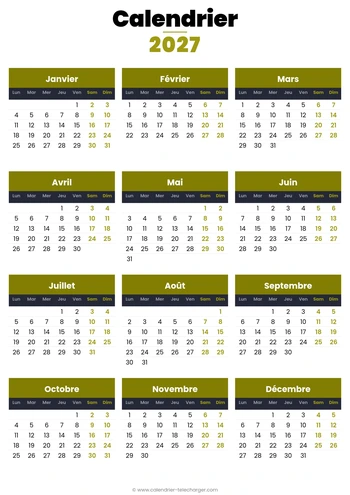 calendrier 2027 familial